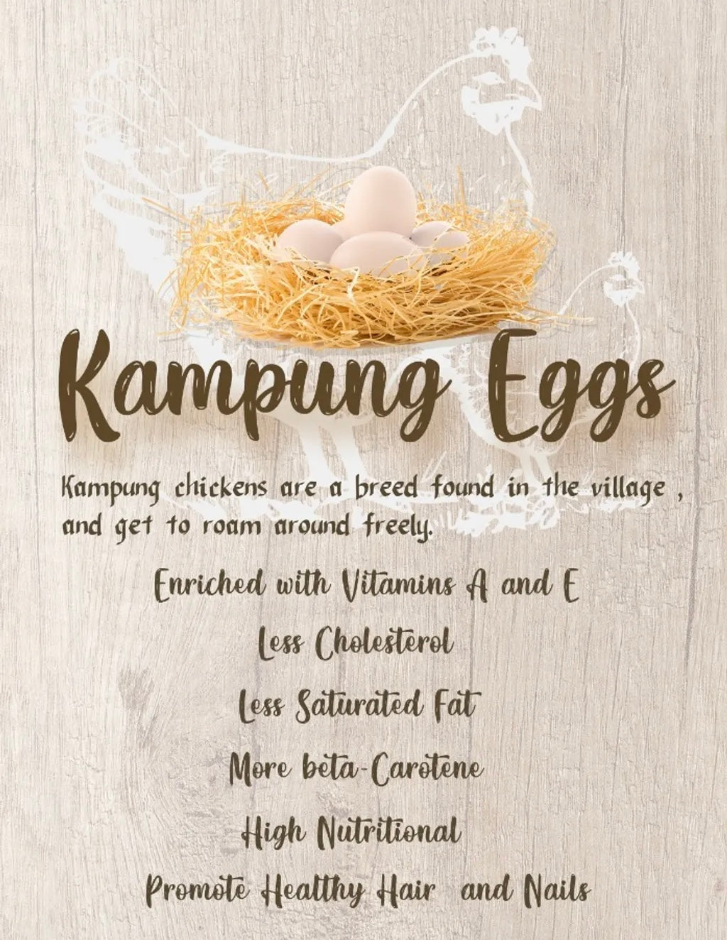 Fresh Kampung Eggs 新鲜甘榜鸡蛋 30PCS (TRAY/盘)